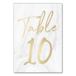 Marmer en goud script | Tabelnummer Kaart 10