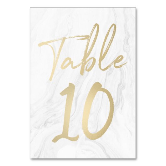 Marmer en goud script | Tabelnummer Kaart 10 (Voorkant)