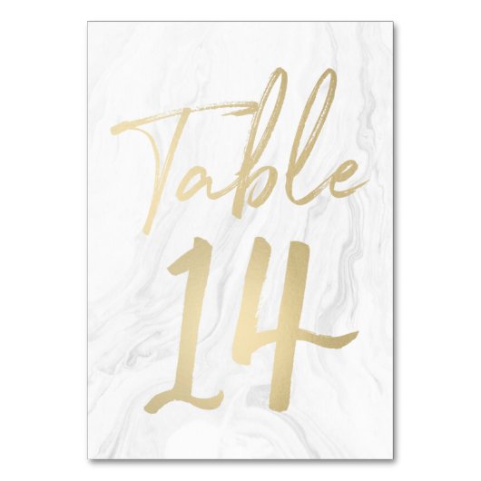 Marmer en goud script | Tabelnummer Kaart 14 (Voorkant)