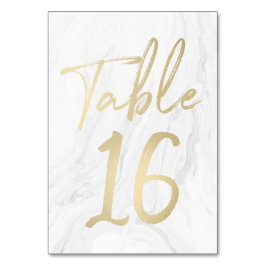 Marmer en goud script | Tabelnummer Kaart 16