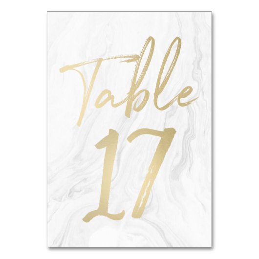 Marmer en goud script | Tabelnummer Kaart 17 (Voorkant)