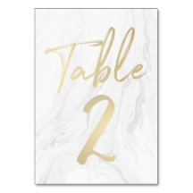 Marmer en goud script | Tabelnummer Kaart 2