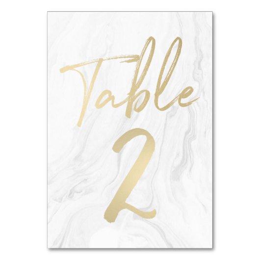 Marmer en goud script | Tabelnummer Kaart 2 (Voorkant)