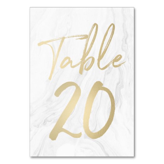 Marmer en goud script | Tabelnummer Kaart 20 (Voorkant)