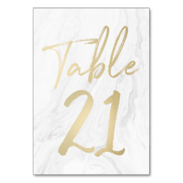 Marmer en goud script | Tabelnummer Kaart 21