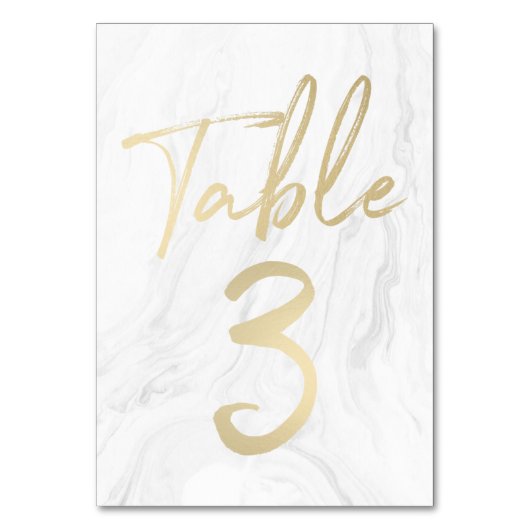 Marmer en goud script | Tabelnummer Kaart 3 (Voorkant)