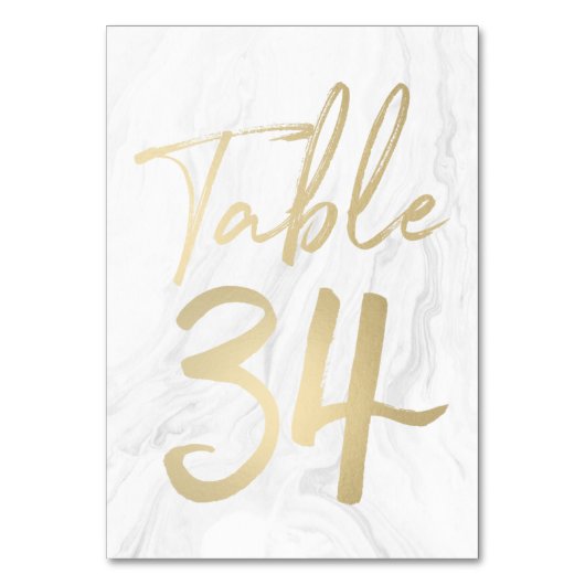 Marmer en goud script | Tabelnummer Kaart 34 (Voorkant)