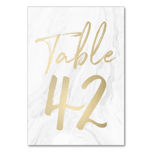 Marmer en goud script | Tabelnummer Kaart 42 (Voorkant)