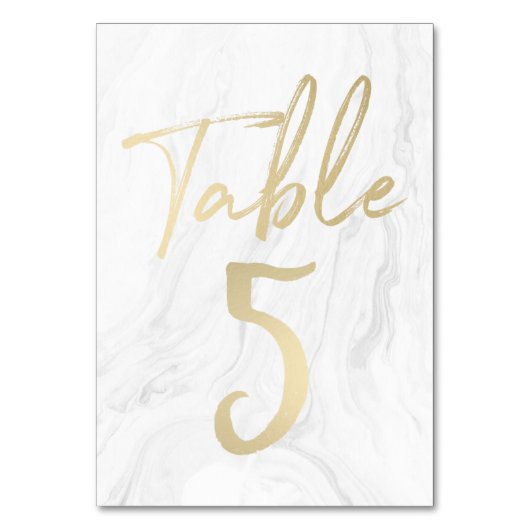 Marmer en goud script | Tabelnummer Kaart 5 (Voorkant)