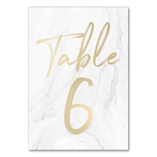 Marmer en goud script | Tabelnummer Kaart 6 (Voorkant)