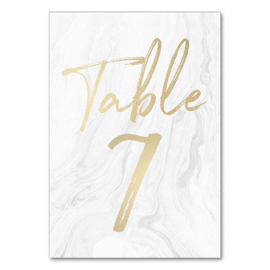 Marmer en goud script | Tabelnummer Kaart 7 (Achterkant)