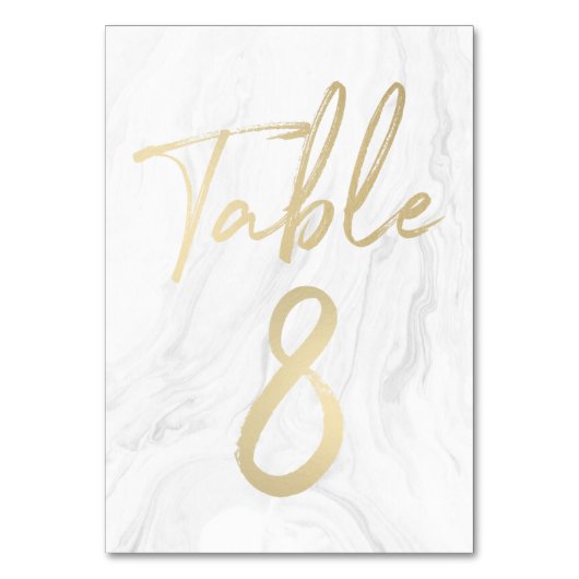 Marmer en goud script | Tabelnummer Kaart 8 (Voorkant)