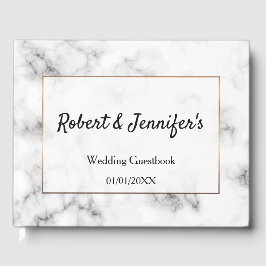 Marmer en goudbruin huwelijk gastenboek