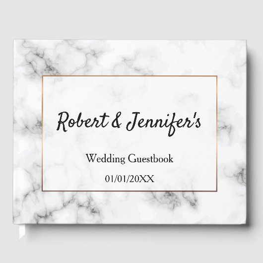 Marmer en goudbruin huwelijk gastenboek (Voorkant)