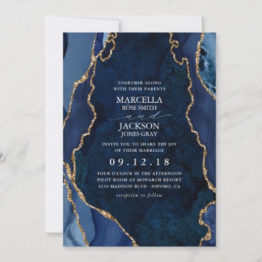 marmer en goudbruin huwelijk kaart (Voorkant)