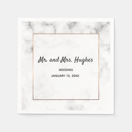 Marmer en goudbruin huwelijk servetten (Voorkant)