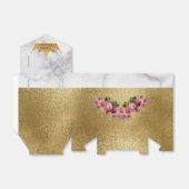 Marmer en Gouden Bloemen en Kroongunst Doos Bedankdoosjes (Uitgevouwen)