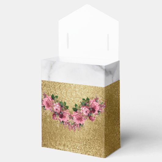 Marmer en Gouden Bloemen en Kroongunst Doos Bedankdoosjes (Geopend)