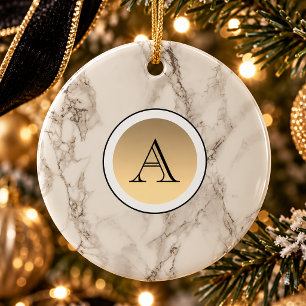 Marmer en gouden elegante initiaal keramisch ornament