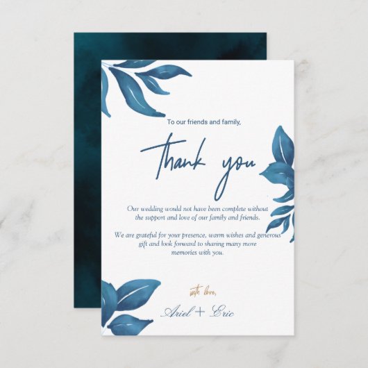 Marmer en gouden eucalyptus legant bruiloft bedankkaart (Voorkant / Achterkant)
