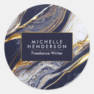 Marmer en gouden Folie Ronde Sticker