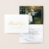 Marmer en gouden trouwfoto dank u folie kaarten (Display)