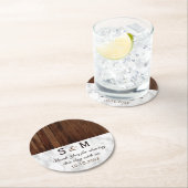 Marmer en hout bruiloft Dank u Ronde Kartonnen Onderzetter (Insitu)