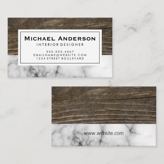 Marmer en Hout Visitekaartje (Voorkant / Achterkant)