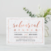 Marmer en koper | Moderne repetitie voor bruiloft Kaart (Staand voorkant)