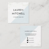 Marmer en pasta Blue Geometric | Sociale media Vierkante Visitekaartje (Voorkant / Achterkant)