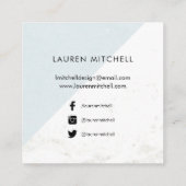 Marmer en pasta Blue Geometric | Sociale media Vierkante Visitekaartje (Achterkant)