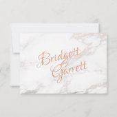 Marmer en Roos Gold Respons RSVP Kaartje (Achterkant)