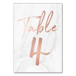 Marmer en Roos Gold Script | Tabel Nummer Kaart 4