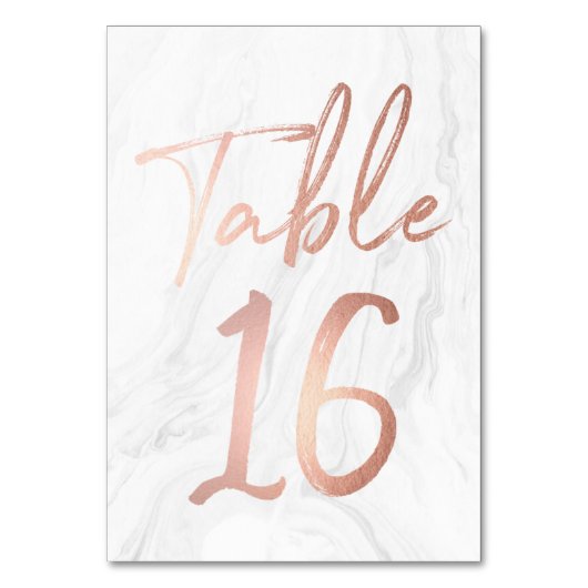 Marmer en Roos Gold Script | Tabelnummer Kaart 16 (Voorkant)