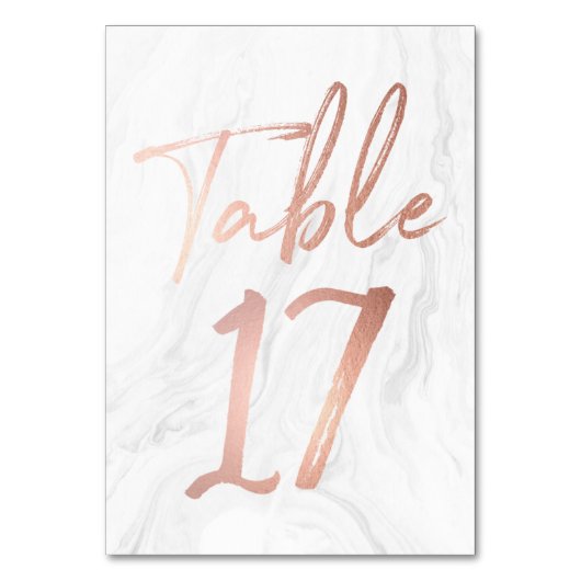 Marmer en Roos Gold Script | Tabelnummer Kaart 17 (Voorkant)
