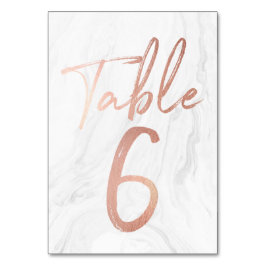 Marmer en Roos Gold Script | Tabelnummer Kaart 6