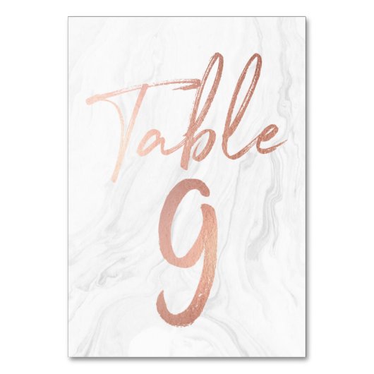 Marmer en Roos Gold Script | Tabelnummer Kaart 9 (Voorkant)