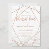 Marmer en Roos Goud Geometrische repetitie Diner Kaart (Voorkant)