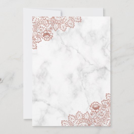 Marmer en Roos Goud Land Kant Bruiloft Kaart (Achterkant)