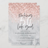 Marmer en roos goud moderne 50e verjaardag (Voorkant / Achterkant)