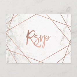 Marmer en Roos Gouden Geometrische Maaltijdkeuze R Uitnodiging Briefkaart