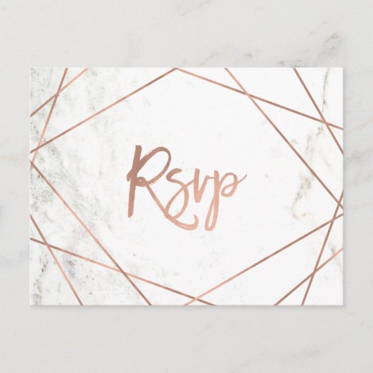 Marmer en Roos Gouden Geometrische Maaltijdkeuze R Uitnodiging Briefkaart (Voorkant)