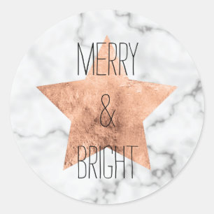 Marmer en roos gouden Kerst sticker