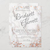 Marmer en Roos Gouden Sparkle Wedding Kaart (Voorkant / Achterkant)