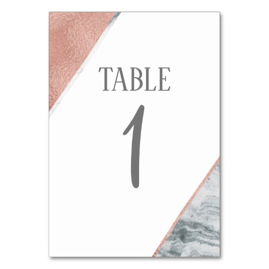 Marmer en Roos Gouden Trouwtafel Nummer Kaart (Voorkant)