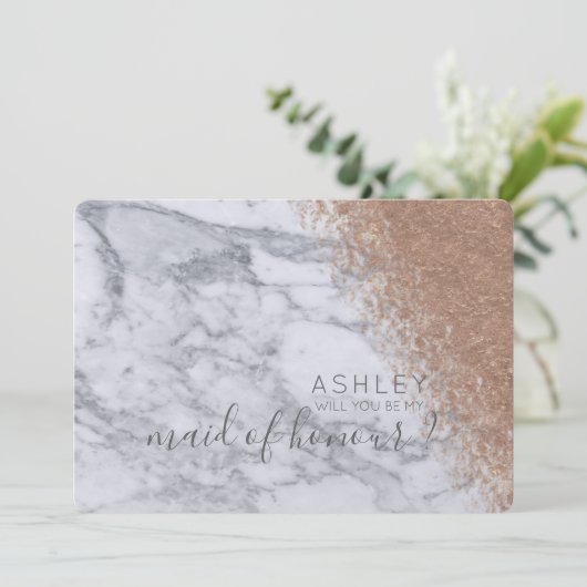 Marmer en roosgoud Wil je mijn getuige zijn Kaart (Staand voorkant)