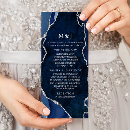 Marmer- en Silver Agate Wedding-programma voor de Reclamekaart