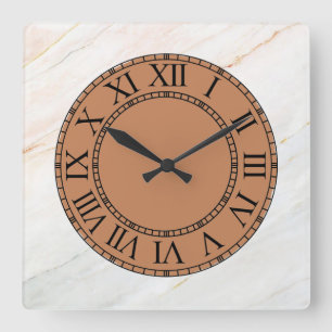 Marmer en Terracota Roman Numeral Face Vierkante Klok