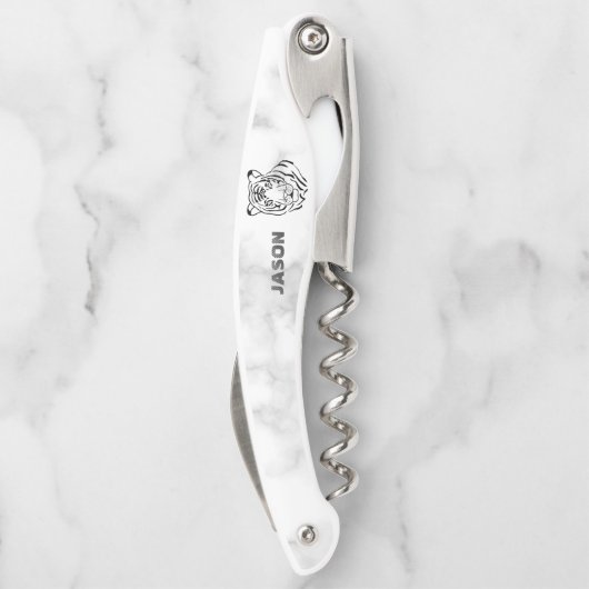 Marmer en tijgerkop kurkentrekker (Achterkant)