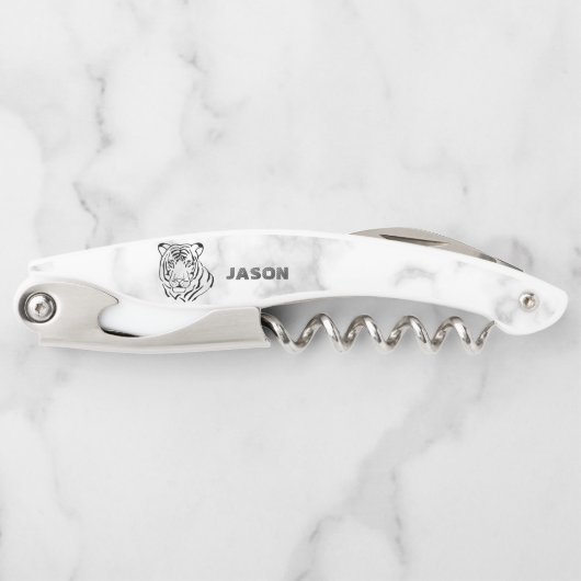 Marmer en tijgerkop kurkentrekker (Voorkant)